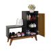 Sapateira Organizadora Com Prateleiras Porta E Nicho Shoes - Preto/Ripado Nature - Lojas RPM 