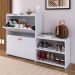 Sapateira Vertical Milano 2 Gavetas Basculantes Prateleira Porta Calçados Banquinho Hall Entrada Canto Quarto Retrô - Branco - RPM