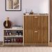 Sapateira Vertical Milano 2 Gavetas Basculantes Prateleira Porta Calçados Banquinho Hall Entrada Canto Quarto Retrô - Fendi/Ripado - RPM