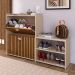 Sapateira Vertical Milano 2 Gavetas Basculantes Prateleira Porta Calçados Banquinho Hall Entrada Canto Quarto Retrô - Fendi/Ripado - RPM