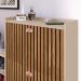 Sapateira Vertical Milano 2 Gavetas Basculantes Prateleira Porta Calçados Banquinho Hall Entrada Canto Quarto Retrô - Fendi/Ripado - RPM