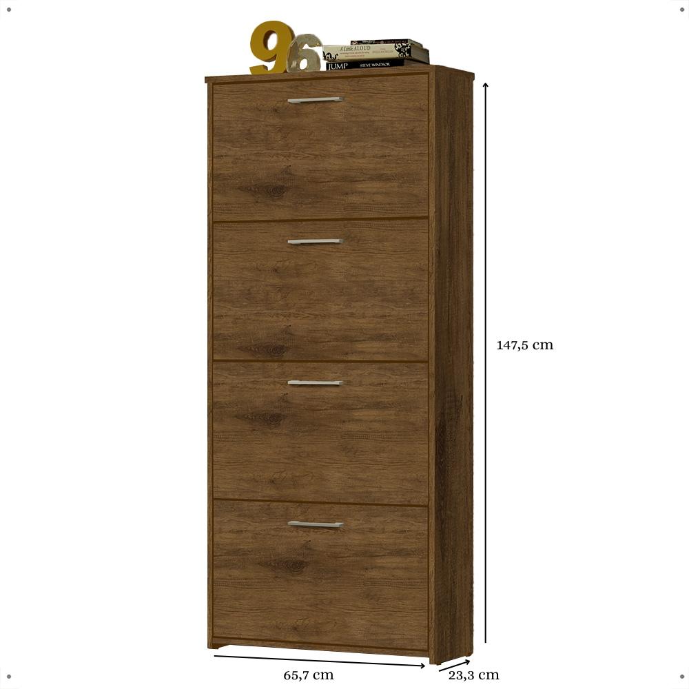 Sapateira Vertical Sophie 4 Portas Basculantes Gavetas Organizadoras Calçados Masculino Feminino Decoração Quarto Jequitibá - Lojas RPM