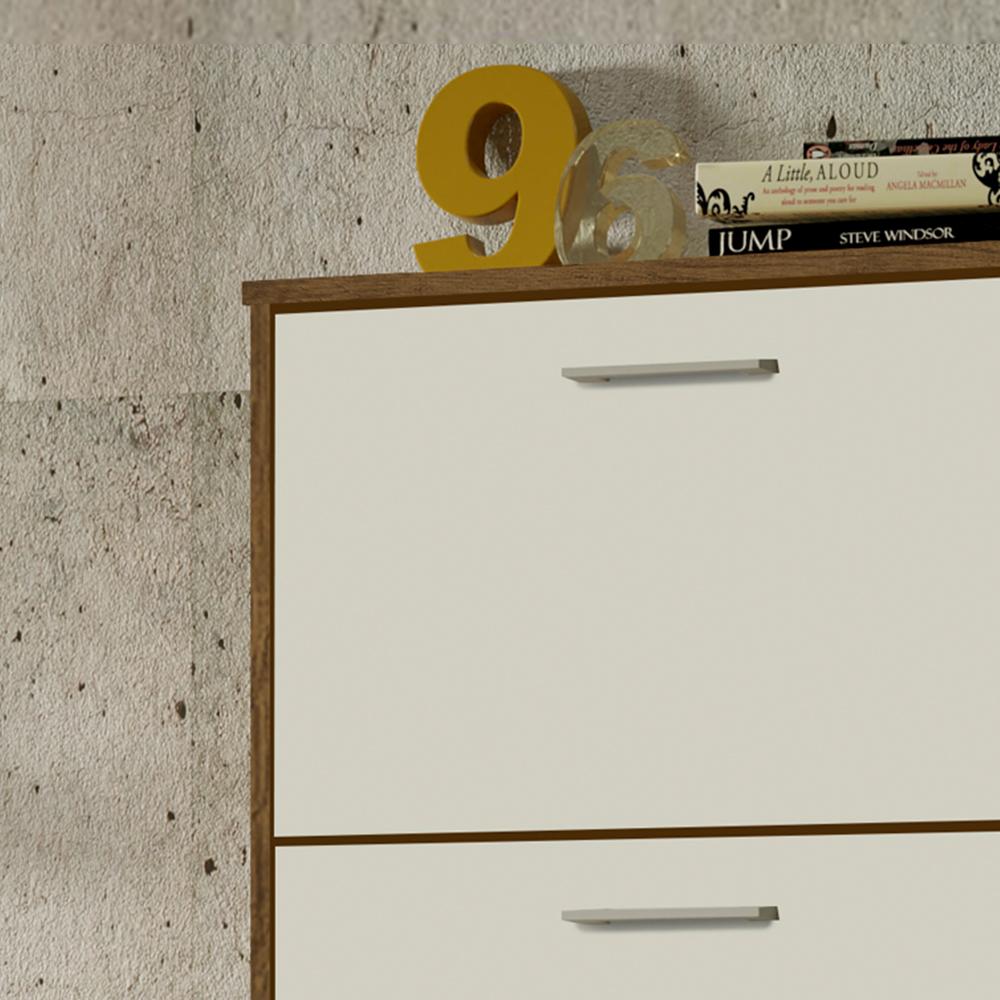 Sapateira Vertical Sophie 4 Portas Basculantes Gavetas Organizadoras Calçados Masculino Feminino Decoração Quarto Jequitibá/Off White - Lojas RPM