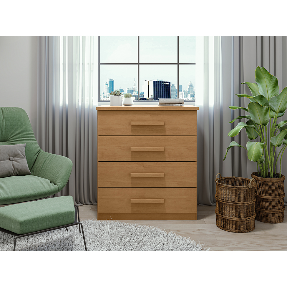 Cômoda Baião 4 Gavetas Amêndoa Clean