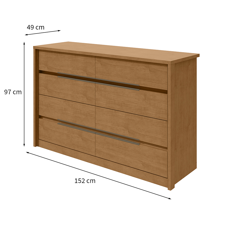 Cômoda Urban 8 Gavetas Amêndoa Clean