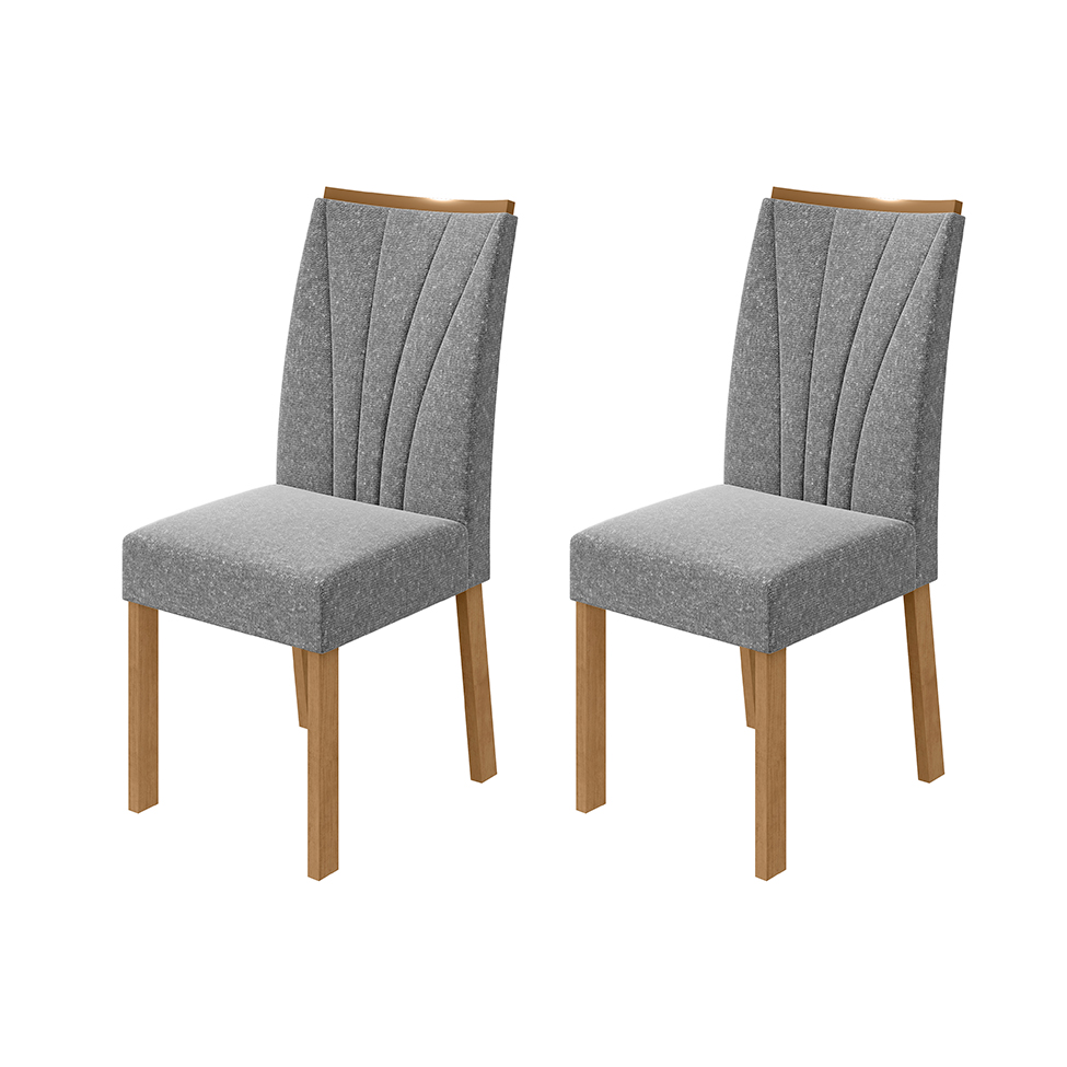 Conjunto com 2 Cadeiras Apogeu Linho Cinza e Amêndoa Clean