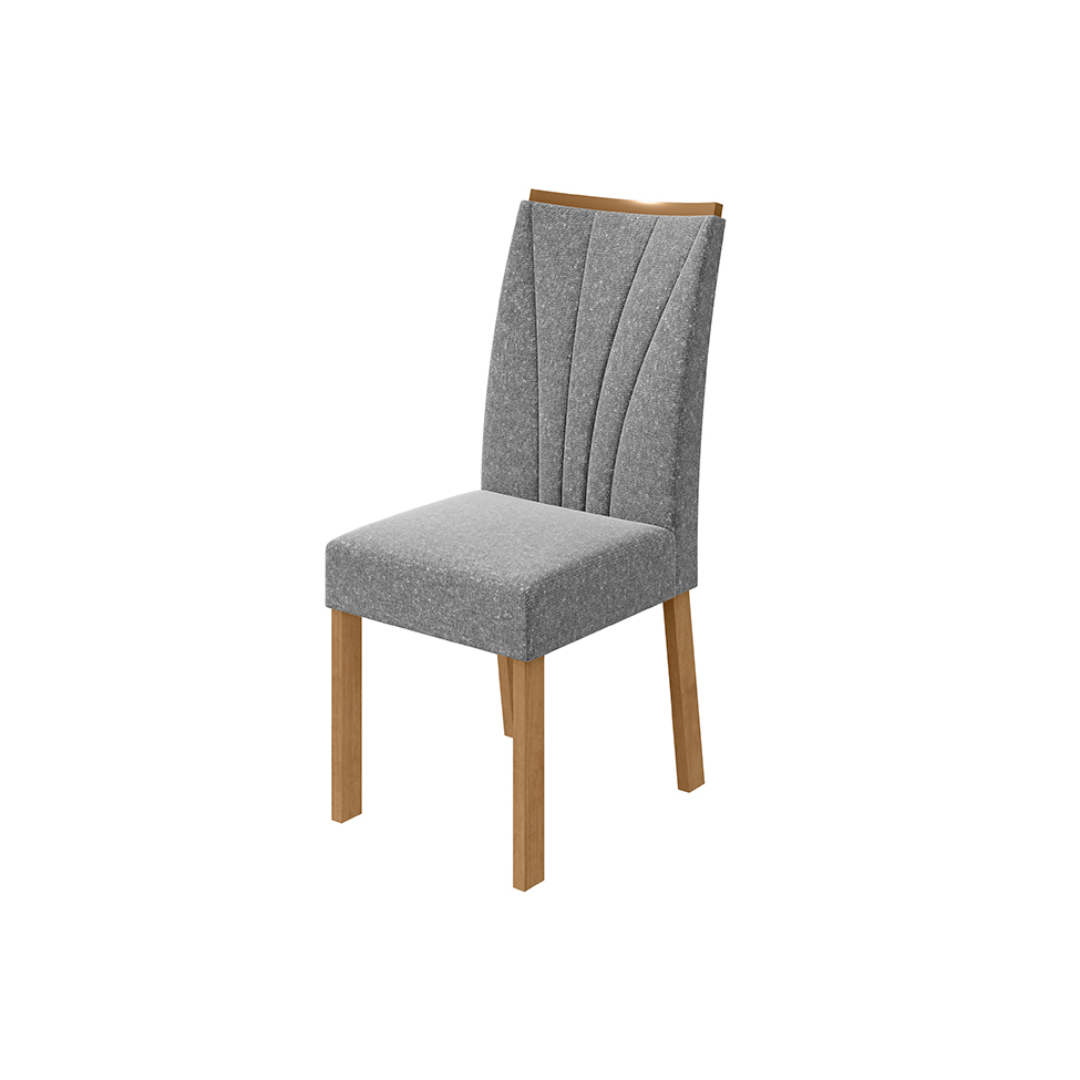 Conjunto com 2 Cadeiras Apogeu Linho Cinza e Amêndoa Clean