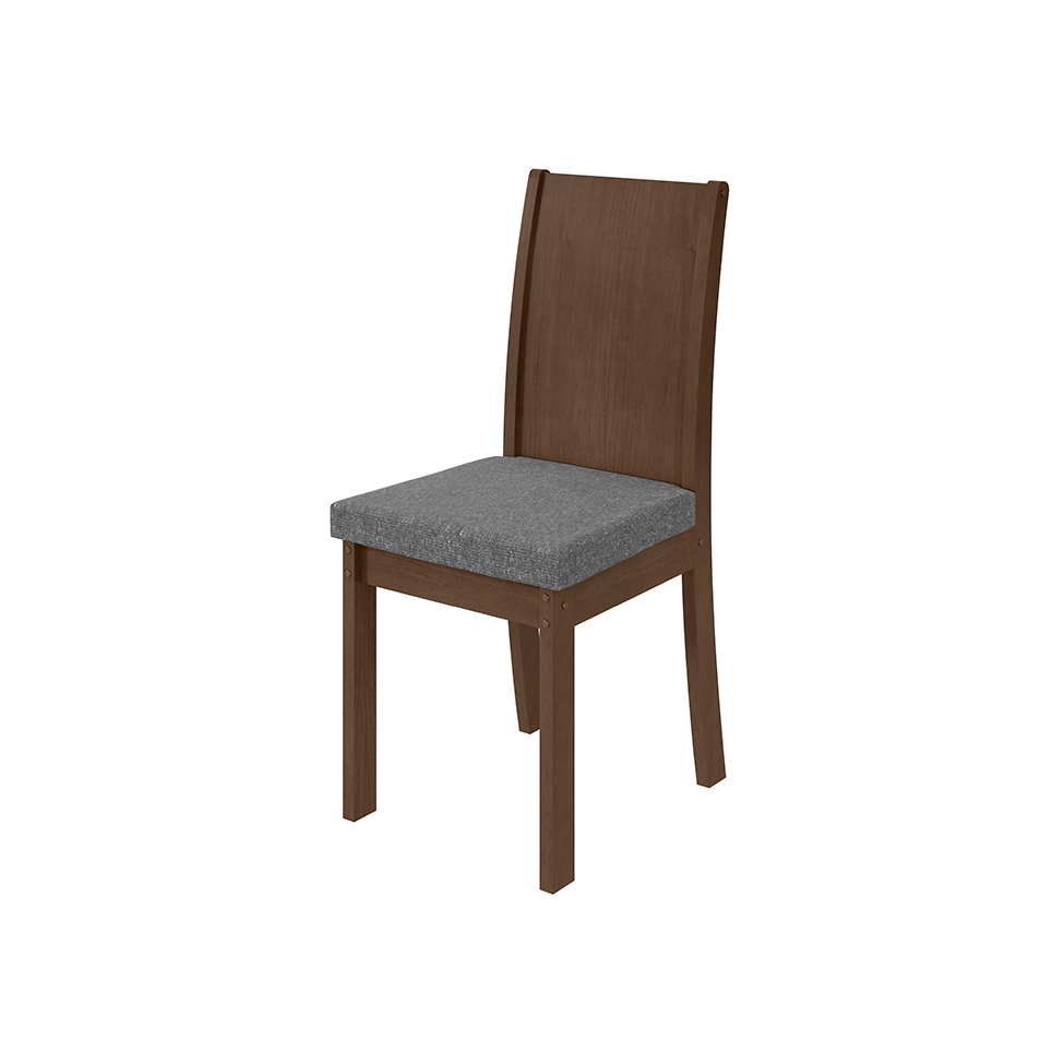 Conjunto com 2 Cadeiras Athenas Linho Cinza e Imbuia Clean