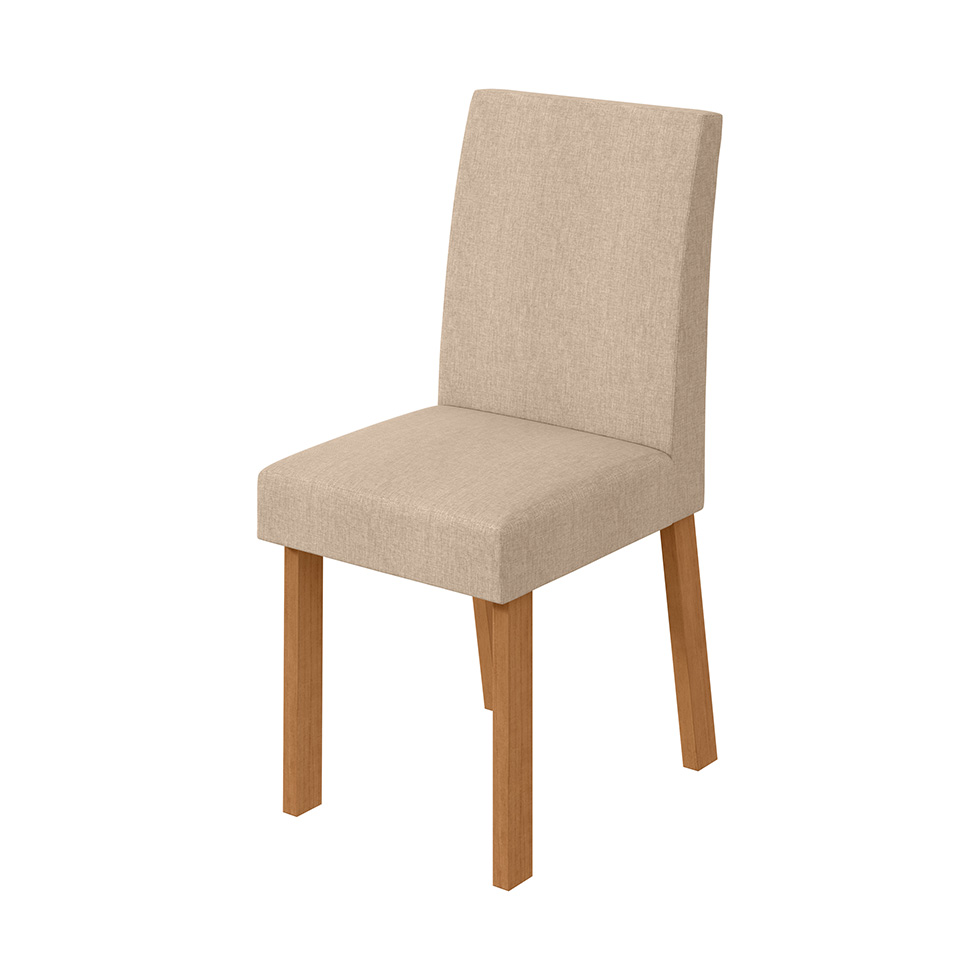 Conjunto com 2 Cadeiras Laini Linho Rinzai Bege e Amêndoa Clean