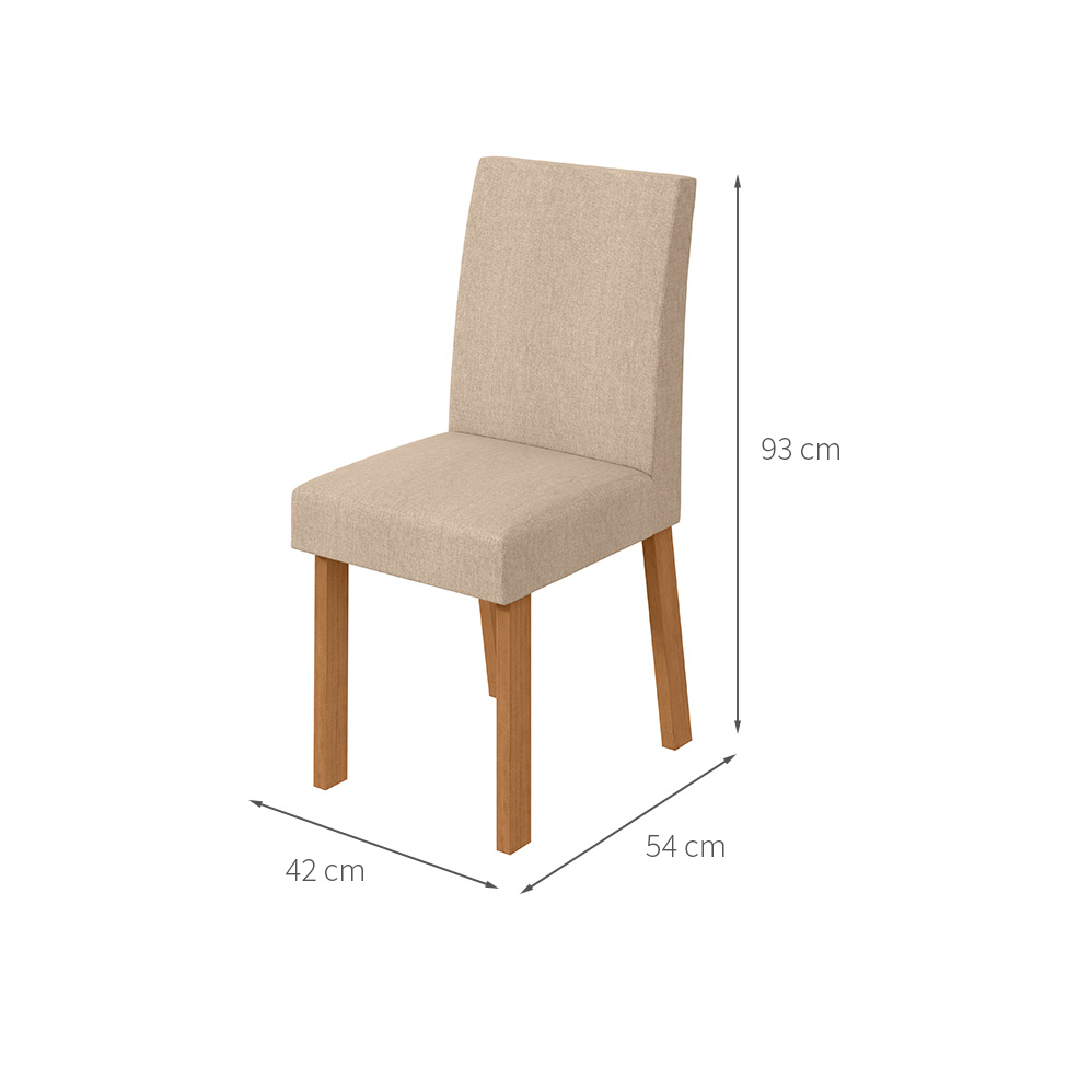 Conjunto com 2 Cadeiras Laini Linho Rinzai Bege e Amêndoa Clean