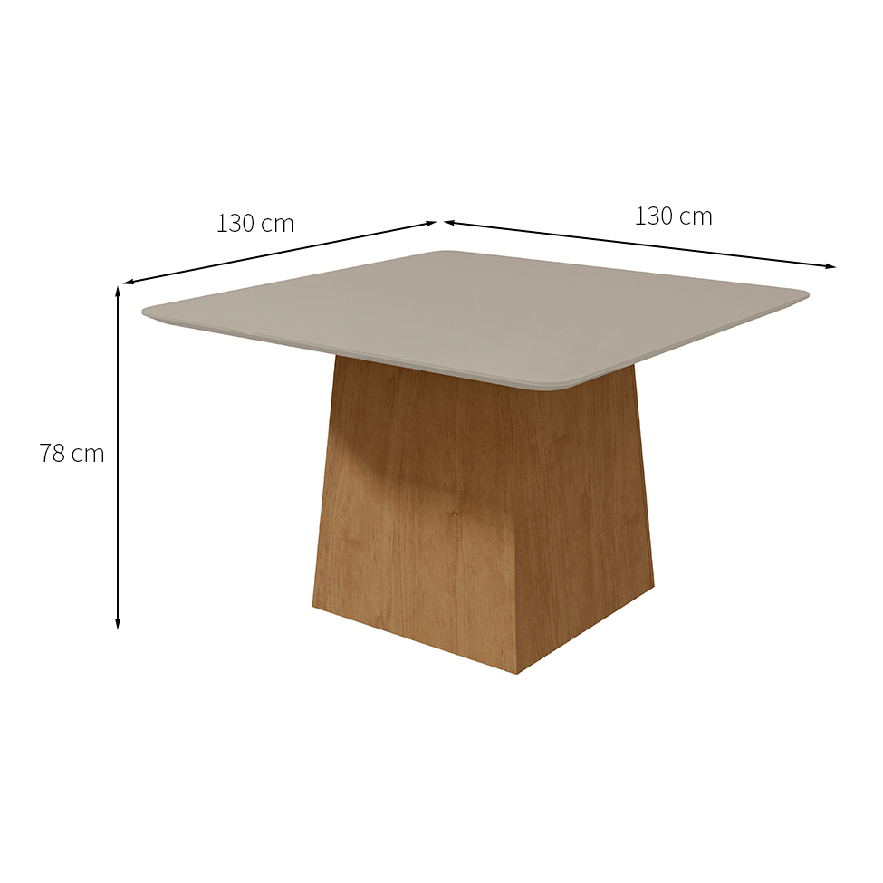 Conjunto de Mesa de Jantar Quadrada com Tampo de Vidro Off White e 8 Cadeiras Nevada Linho Bege e Amêndoa
