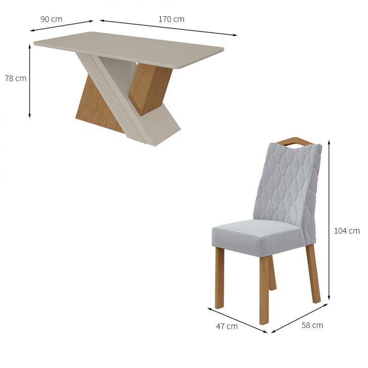 Mesa e Cadeira Jade 1,20X0,90 com Pés Redondos