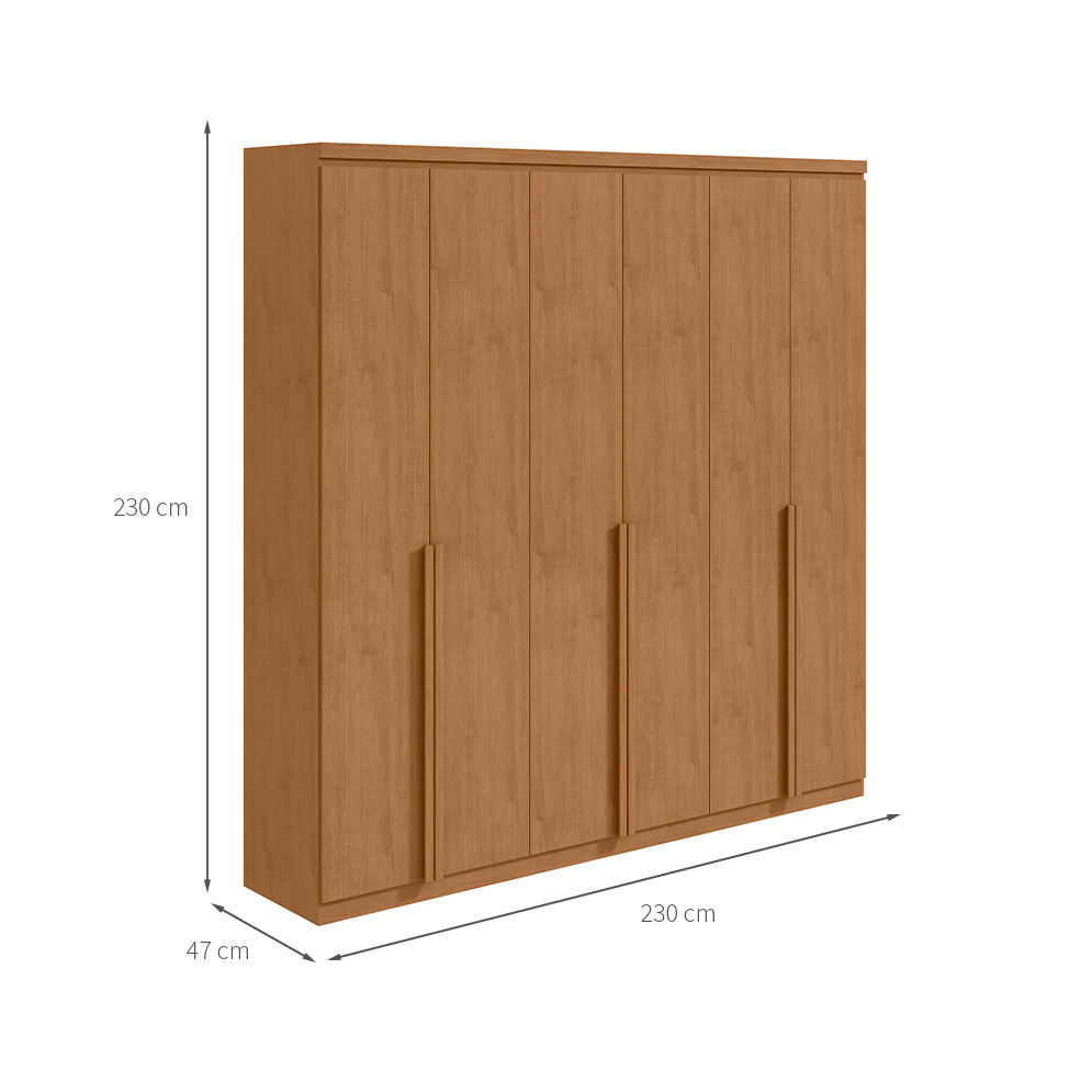 Guarda-Roupa Casal Alonzo 6 Portas 4 Gavetas Amêndoa Clean