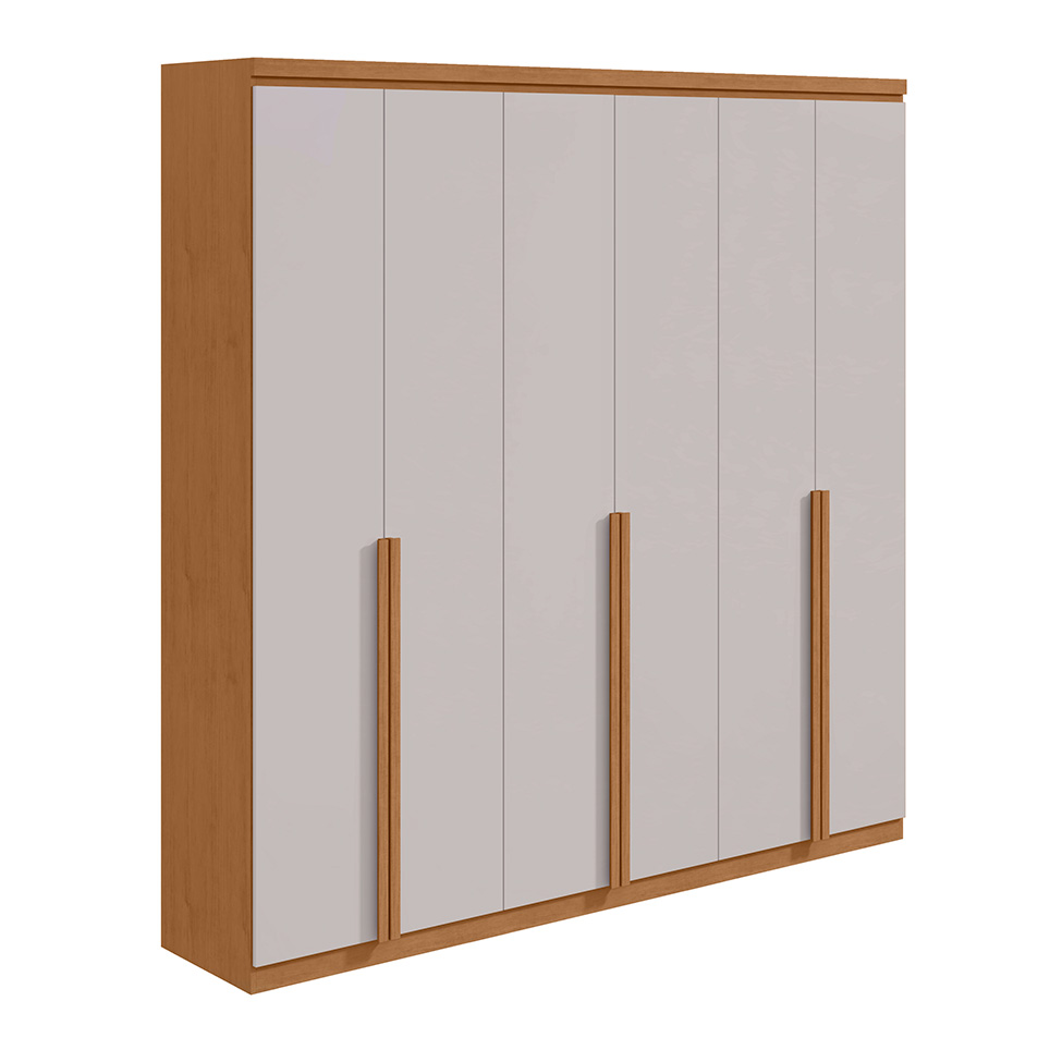 Guarda-Roupa Casal Alonzo 6 Portas 4 Gavetas Amêndoa Clean e Off White
