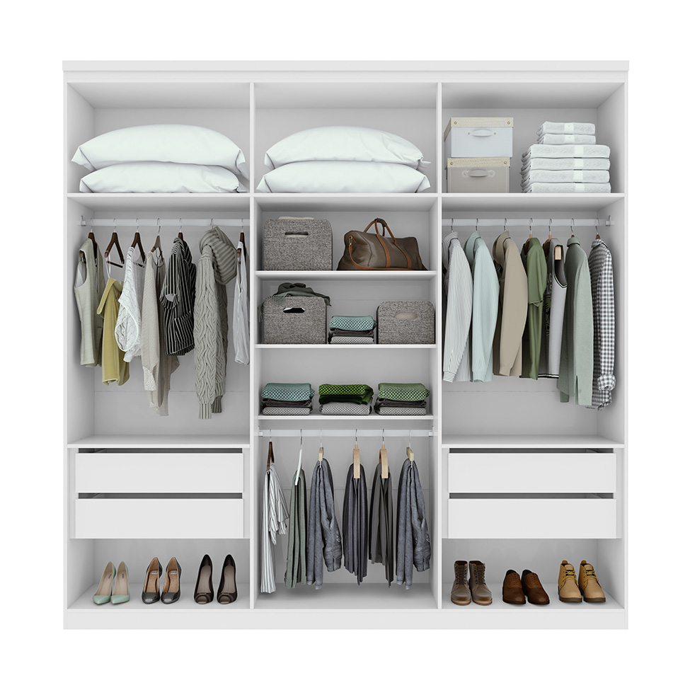 Guarda-Roupa Casal Alonzo 6 Portas 4 Gavetas Branco