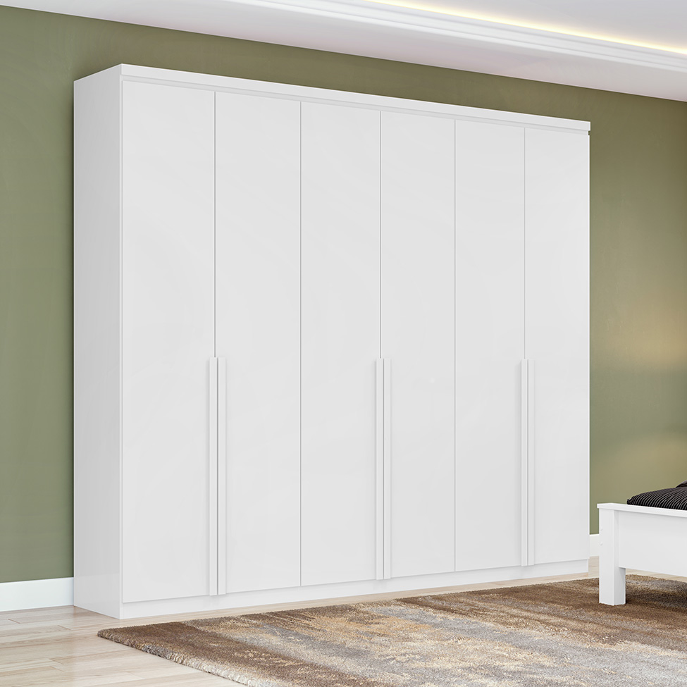 Guarda-Roupa Casal Alonzo 6 Portas 4 Gavetas Branco