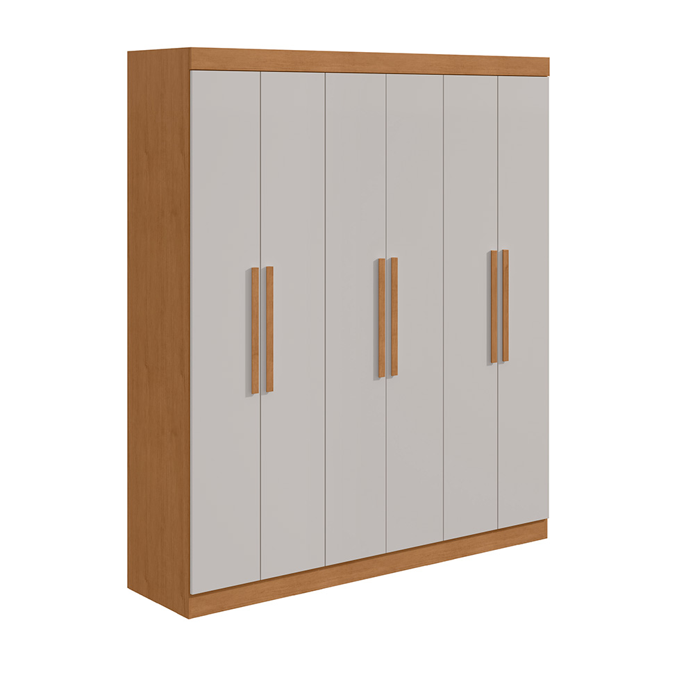 Guarda-Roupa Casal Andara 6 Portas 2 Gavetas Amêndoa Clean e Off White