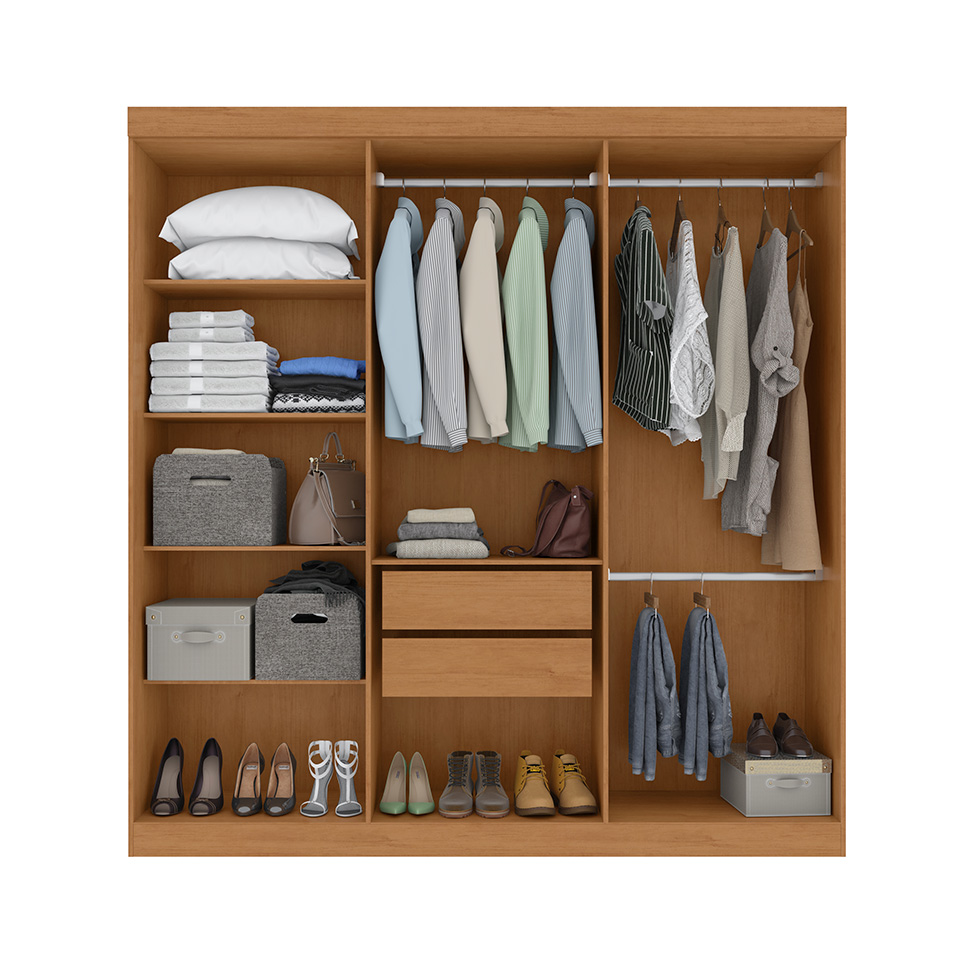 Guarda-Roupa Casal Andara 6 Portas 2 Gavetas Amêndoa Clean e Off White