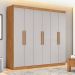 Guarda-Roupa Casal Andara 6 Portas 2 Gavetas Amêndoa Clean e Off White