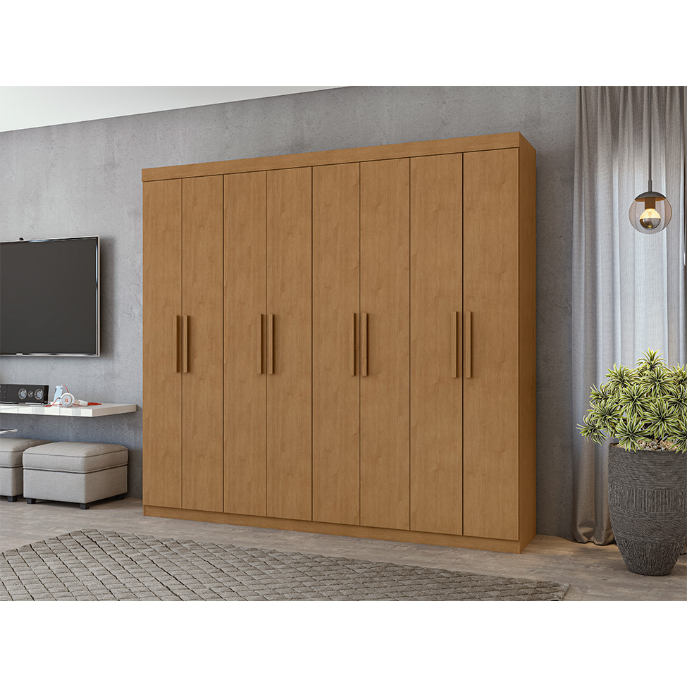 Guarda-Roupa Casal Andara 8 Portas 4 Gavetas Amêndoa