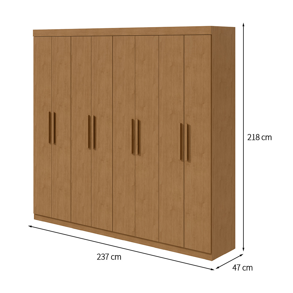 Guarda-Roupa Casal Andara 8 Portas 4 Gavetas Amêndoa