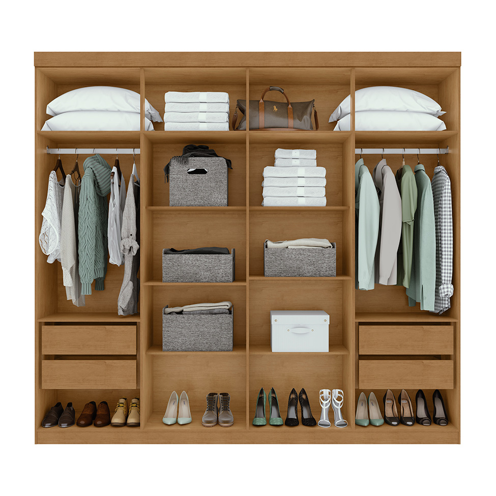 Guarda-Roupa Casal Andara 8 Portas 4 Gavetas Amêndoa