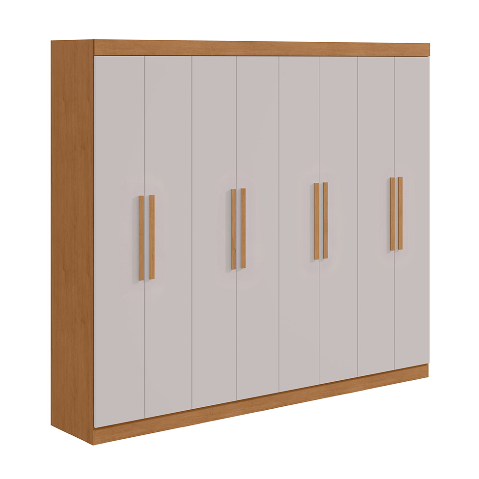Guarda-Roupa Casal Andara 8 Portas 4 Gavetas Amêndoa Clean e Off White
