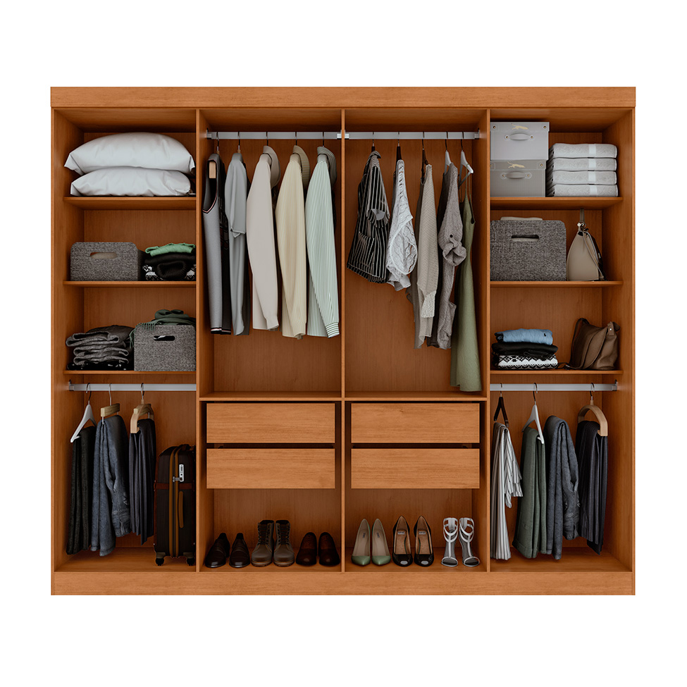 Guarda-Roupa Casal Andara 8 Portas 4 Gavetas Amêndoa Clean e Off White