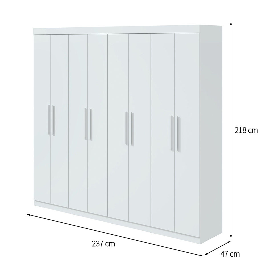 Guarda-Roupa Casal Andara 8 Portas 4 Gavetas Branco