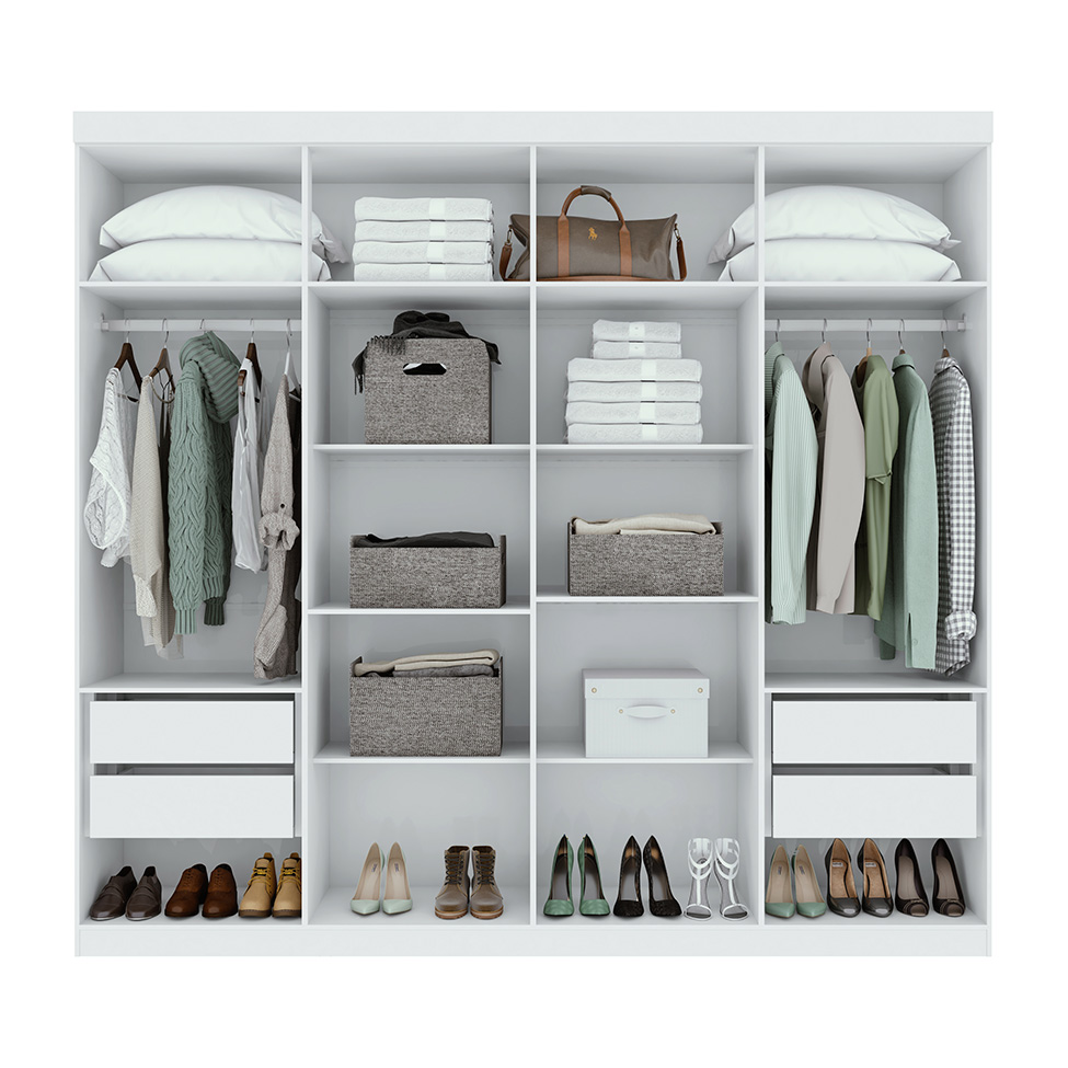 Guarda-Roupa Casal Andara 8 Portas 4 Gavetas Branco