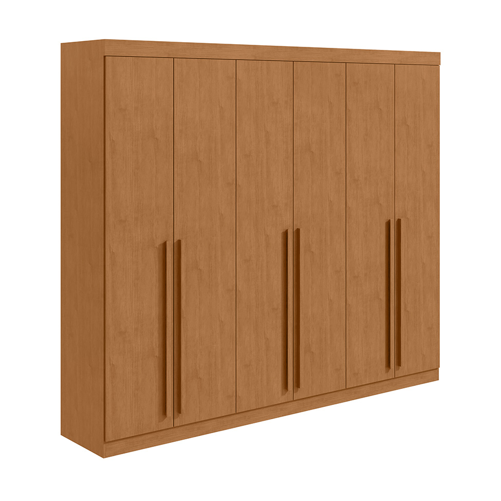 Guarda-Roupa Casal Bertha 6 Portas 4 Gavetas Amêndoa Clean