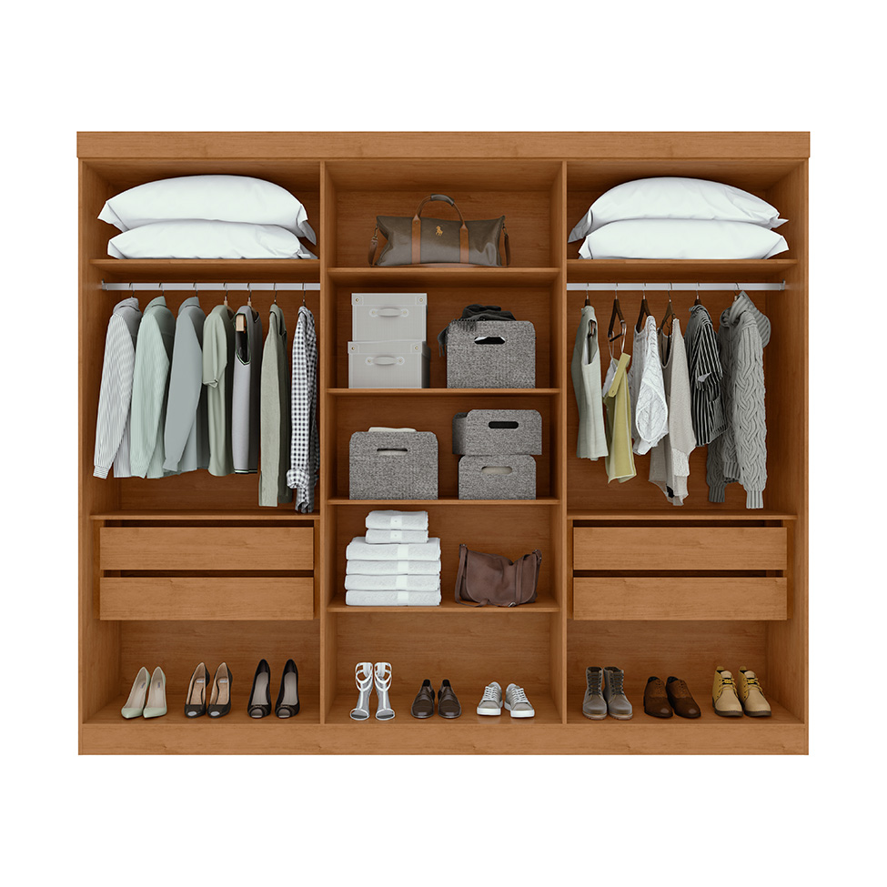 Guarda-Roupa Casal Bertha 6 Portas 4 Gavetas Amêndoa Clean