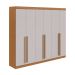 Guarda-Roupa Casal Bertha 6 Portas 4 Gavetas Amêndoa Clean e Off White