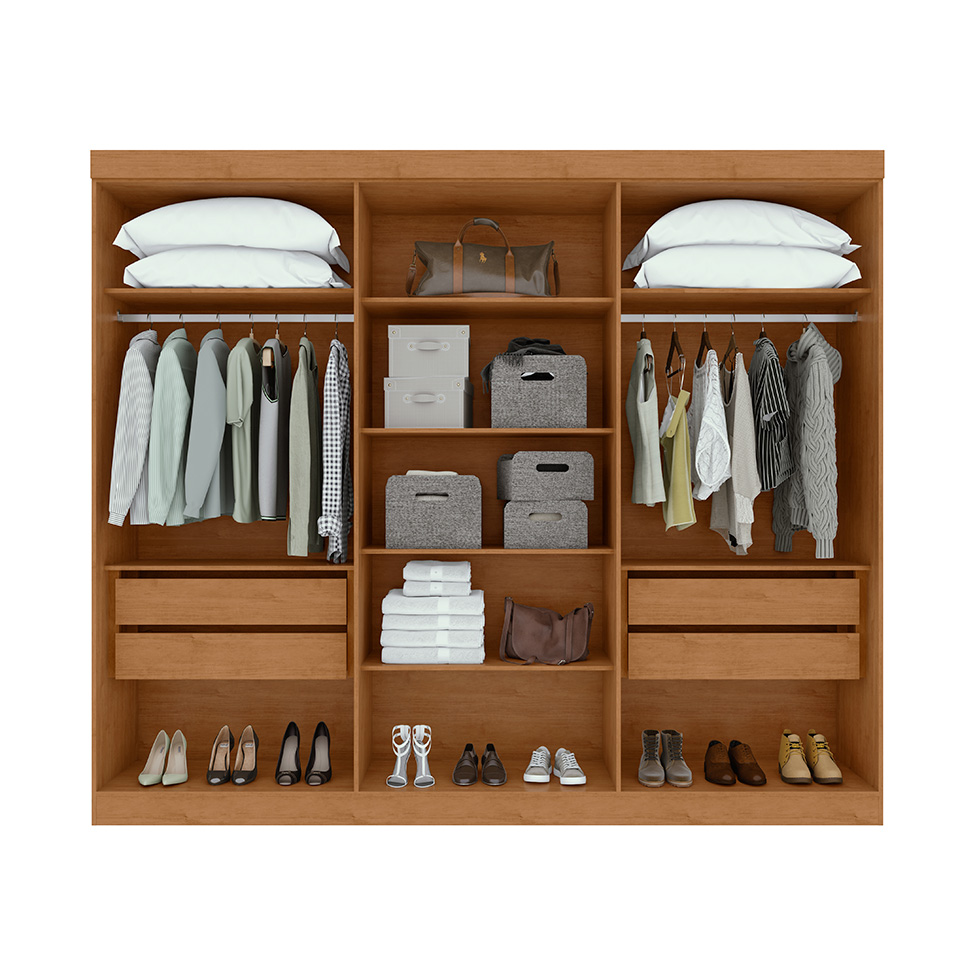 Guarda-Roupa Casal Bertha 6 Portas 4 Gavetas Amêndoa Clean e Off White