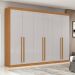 Guarda-Roupa Casal Bertha 6 Portas 4 Gavetas Amêndoa Clean e Off White