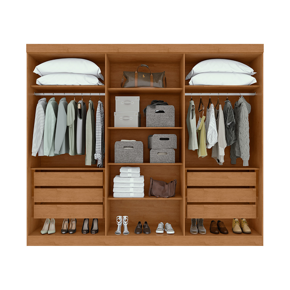 Guarda-Roupa Casal Bertha 6 Portas 6 Gavetas Amêndoa Clean