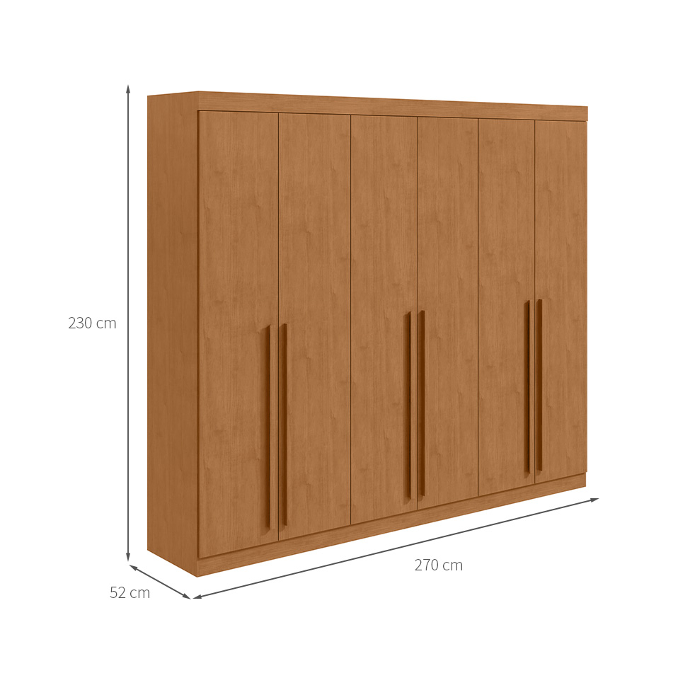 Guarda-Roupa Casal Bertha 6 Portas 6 Gavetas Amêndoa Clean