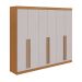 Guarda-Roupa Casal Bertha 6 Portas 6 Gavetas Amêndoa Clean e Off White