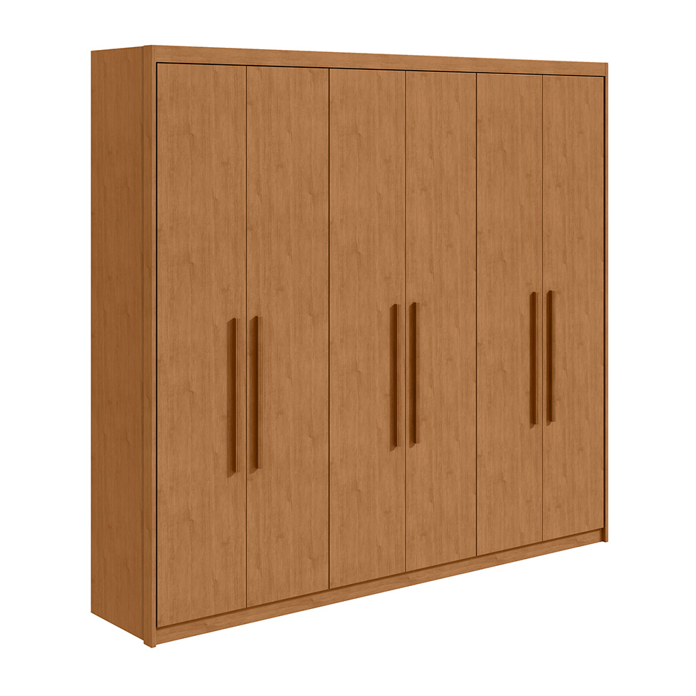 Guarda-Roupa Casal Áries 6 Portas 5 Gavetas Amêndoa Clean