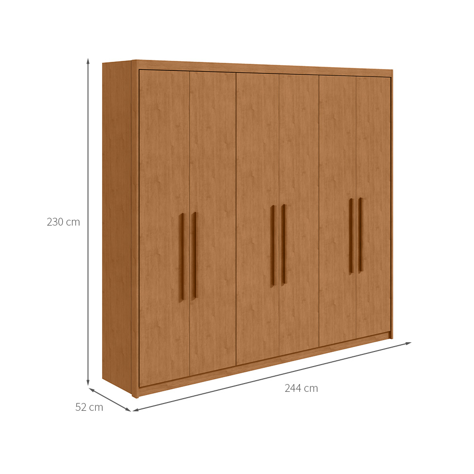 Guarda-Roupa Casal Áries 6 Portas 5 Gavetas Amêndoa Clean