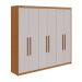 Guarda-Roupa Casal Áries 6 Portas 5 Gavetas Amêndoa Clean e Off White