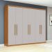 Guarda-Roupa Casal Áries 6 Portas 5 Gavetas Amêndoa Clean e Off White