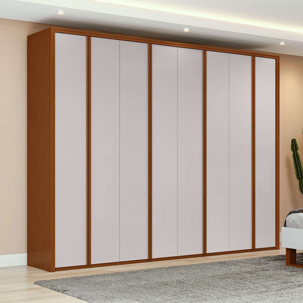 Guarda-Roupa Casal Ergon 8 Portas 6 Gavetas Frassino e Off White