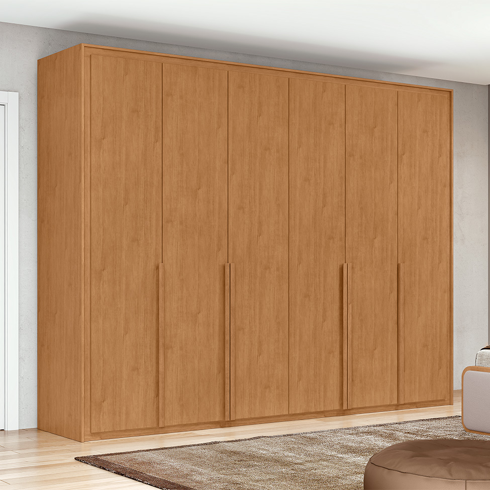 Guarda-Roupa Casal Imperatore 6 Portas 6 Gavetas Amêndoa Clean