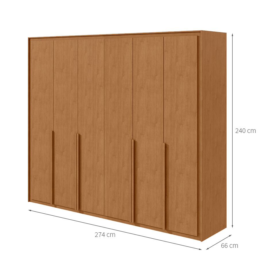 Guarda-Roupa Casal Imperatore 6 Portas 8 Gavetas Amêndoa Clean