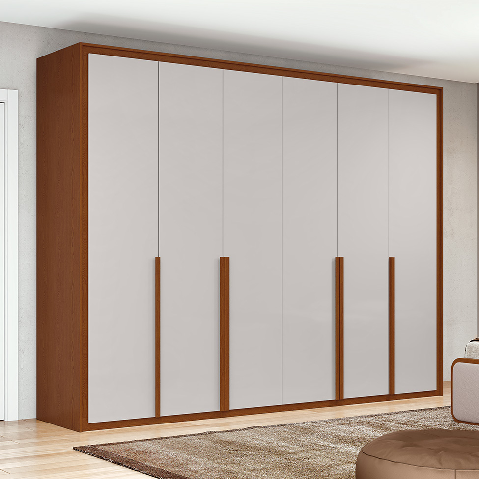 Guarda-Roupa Casal Imperatore 6 Portas 8 Gavetas Frassino e Off White