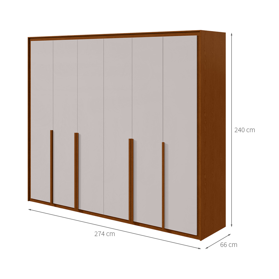 Guarda-Roupa Casal Imperatore 6 Portas 8 Gavetas Frassino e Off White