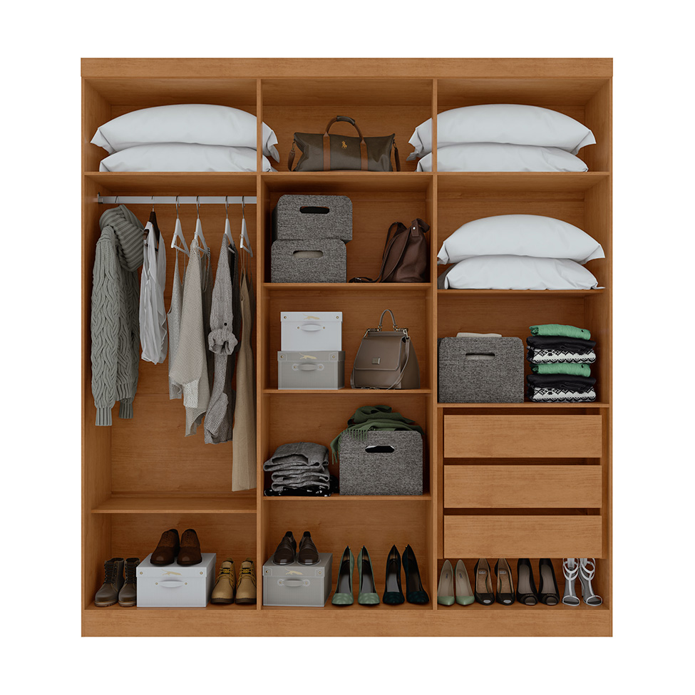Guarda-Roupa Casal Jazz 6 Portas 3 Gavetas Amêndoa Clean