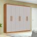 Guarda-Roupa Casal Jazz 6 Portas 3 Gavetas Amêndoa Clean e Off White