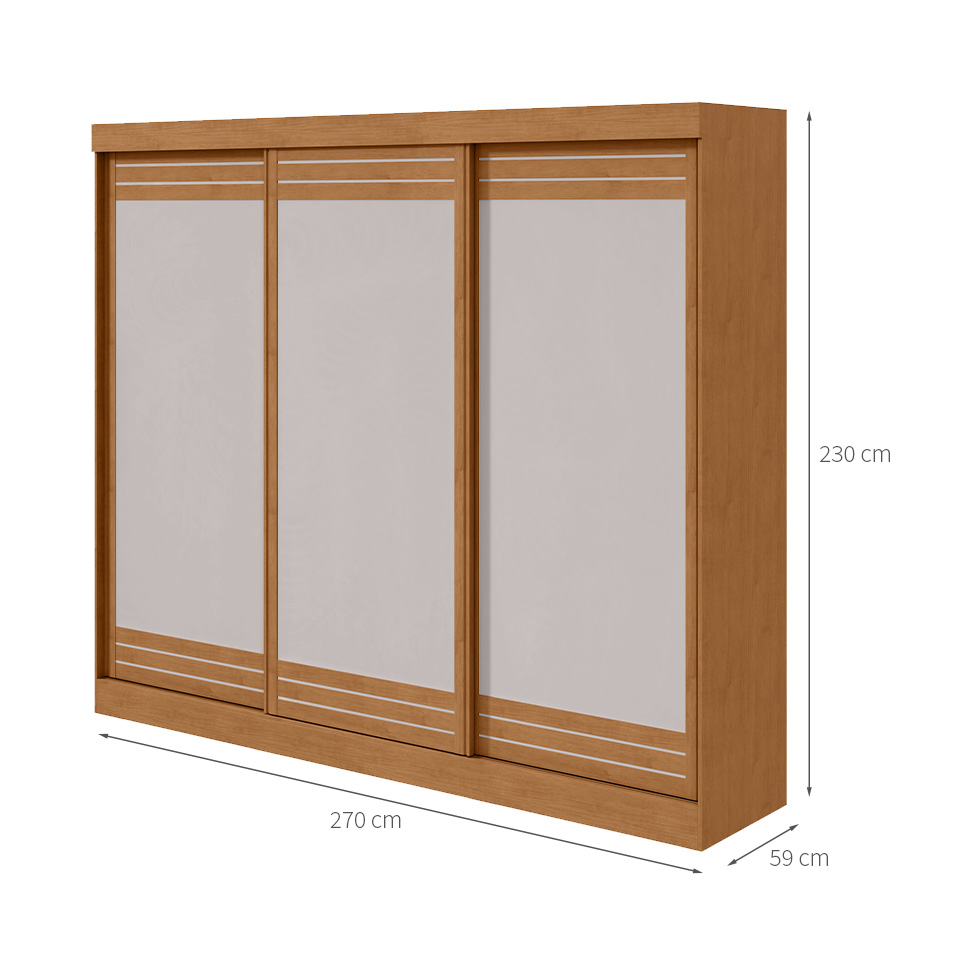 Guarda-Roupa Casal Nice 3 Portas 4 Gavetas Amêndoa Clean e Off White